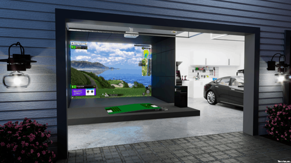 Residential Garage Home Golfzon Golf Simulator Set Up Design Idea