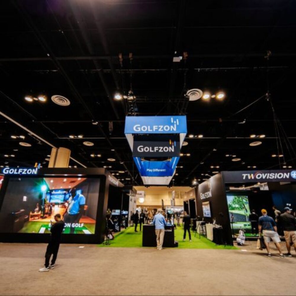 Golfzon 2023 PGA Show Booth with Attendees