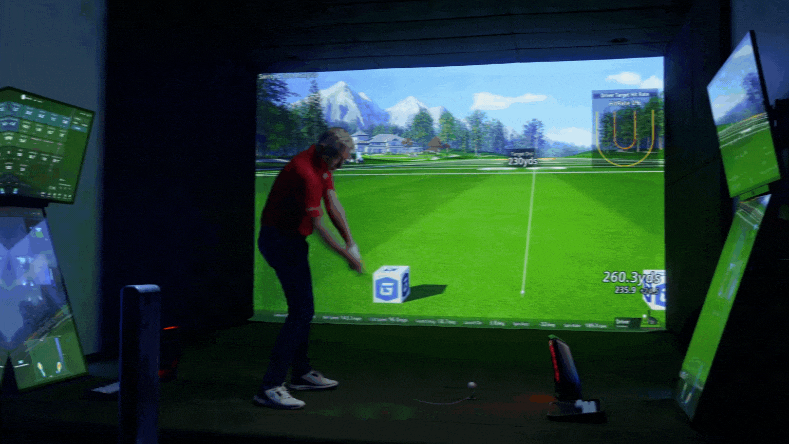 GIF showing a driver, iron, and putter swing