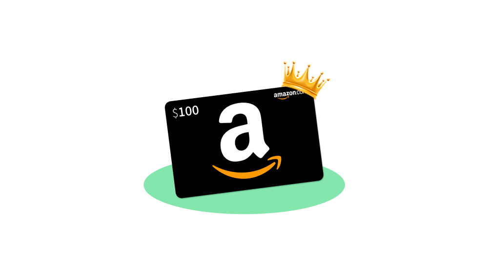 Tee Off Together in May - $100 Amazon Gift Card Prize - Card with Crown and Green Circle Background