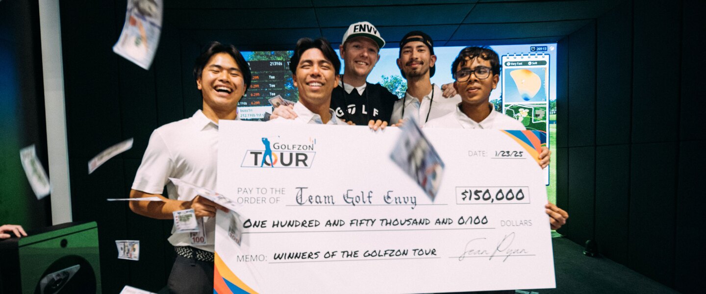 Team Golf Envy Winning GOLFZON Tour 150k Check at PGA Show 2025