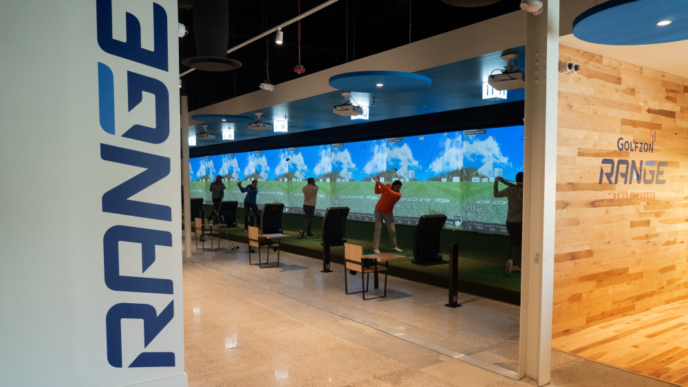 Golfzon Range Little Ferry NJ Entrance GDR Bays with Golfers